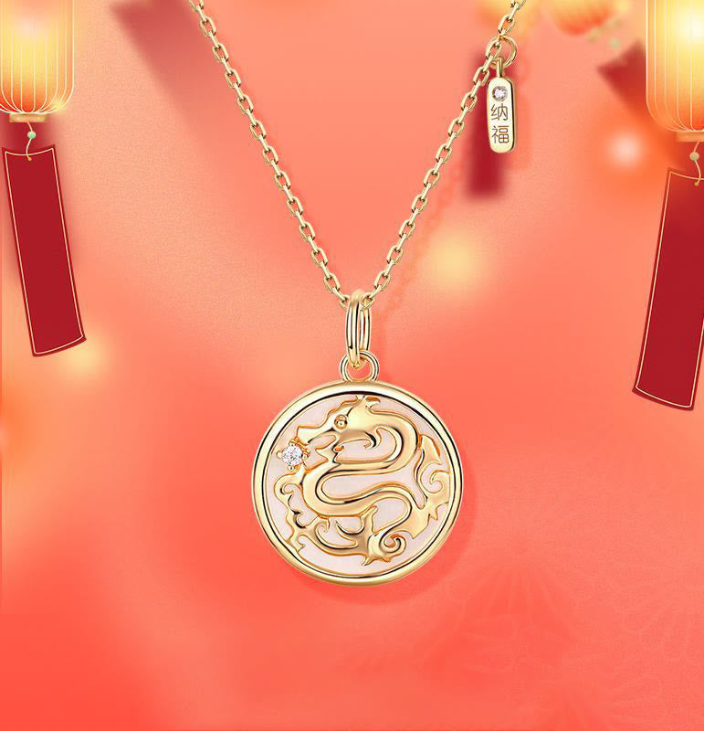 ❗❗❗A Flash Sale- Buddha Stones 925 Sterling Silver Tridacna Stone Year of the Dragon Fu Character Luck Strength Necklace Pendant - image 1