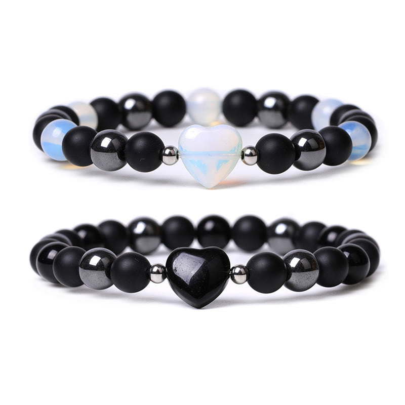 Buddha Stones Black Onyx Tiger Eye Stone Crystal Love Heart Protection Bracelet - image 20