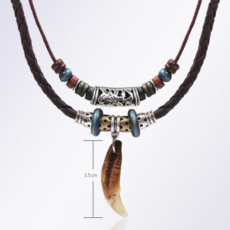Ethnic Wolf Tooth Pattern Beads Wealth Necklace Pendant - image 8
