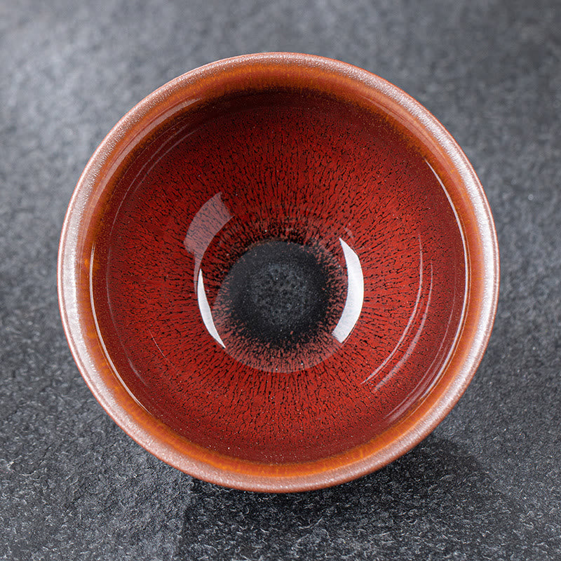 Buddha Stones Vintage Red Brown Chinese Jianzhan Porcelain Teacup Kung Fu Tea Cup - 12.6cm*7.4cm*310ml - image 0