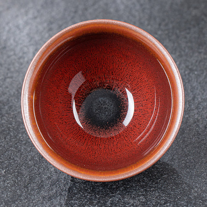 Buddha Stones Vintage Red Brown Chinese Jianzhan Porcelain Teacup Kung Fu Tea Cup - 12.6cm*7.4cm*310ml - image 0