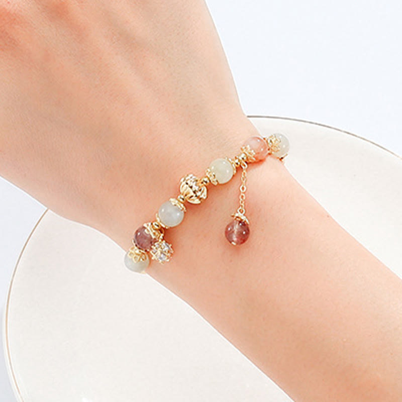 Buddha Stones Colorful Rutilated Quartz Cat Eye Zircon Auspiciousness Bead Bracelet - image 2