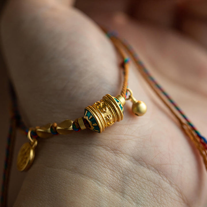 Buddha Stones Tibetan Handmade Om Mani Padme Hum Prayer Wheel Protection Strength String Bracelet - image 5