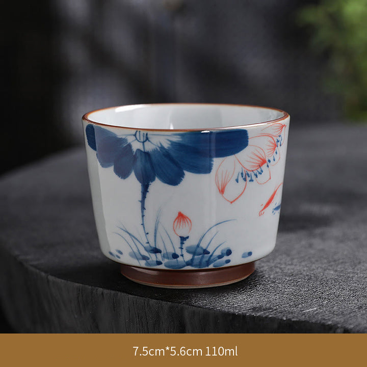 Buddha Stones Lotus Flower Leaf Bamboo Ceramic Teacup Kung Fu Tea Cups - Lotus - 7.5cm*5.6cm*110ml - image 18