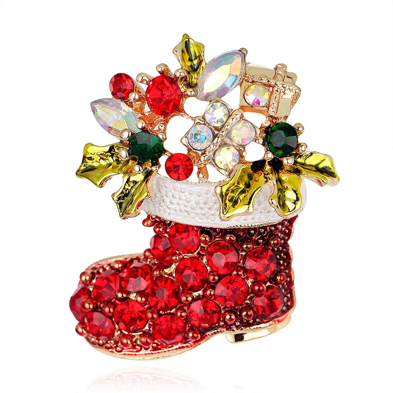 Christmas Multi-Colored Rhinestone Crystal Brooch Pin - 6 - image 11