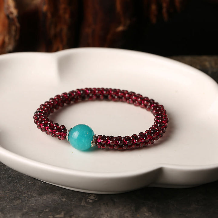 Buddha Stones Natural Garnet Pink Crystal Red Agate Amazonite Bead Protection Bracelet - image 11