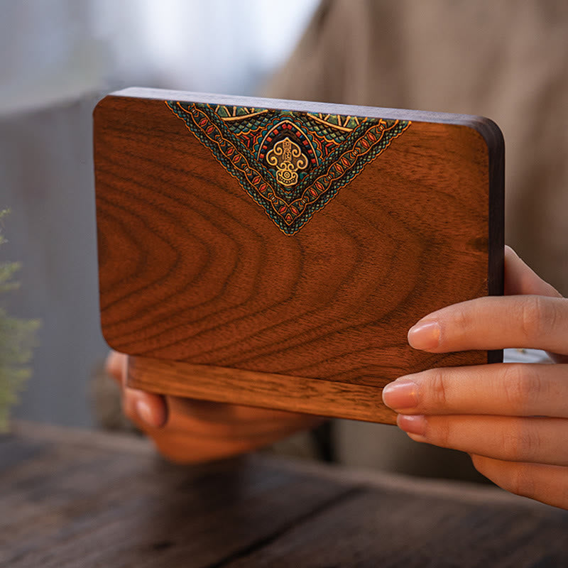 Vintage Handmade Black Walnut Wood Jewelry Storage Box Wooden Gift Box - Black Walnut Wood 15*9.5*3.7cm - image 0