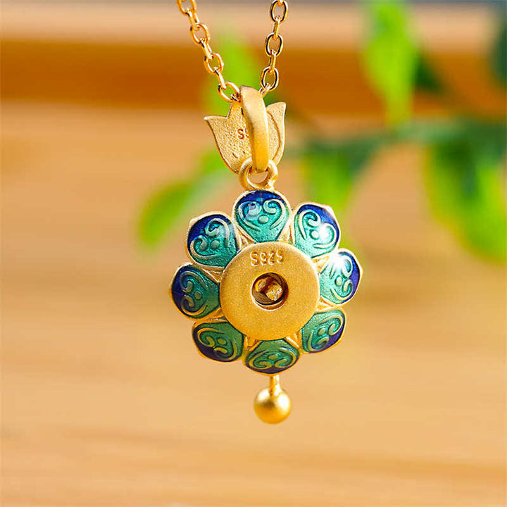 Buddha Stones 925 Sterling Silver Tibet Lotus Prayer Wheel Red Agate Enlightenment Necklace Pendant - image 4