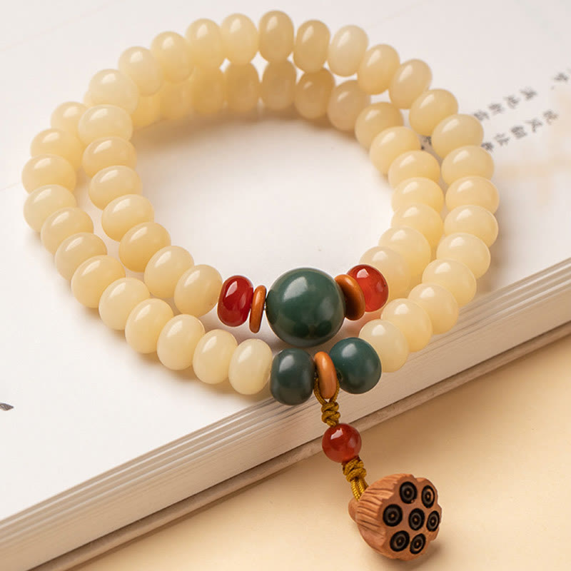 Buddha Stones Bodhi Seed Lotus Pod Charm Peace Double Wrap Bracelet - image 4