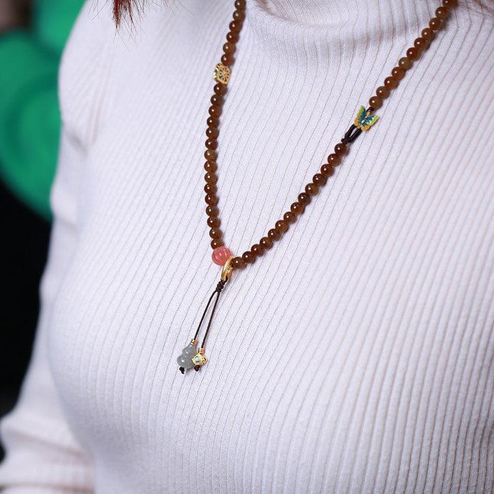 Buddha Stones Jade Butterfly Gourd Prosperity Luck Bracelet Necklace - image 4