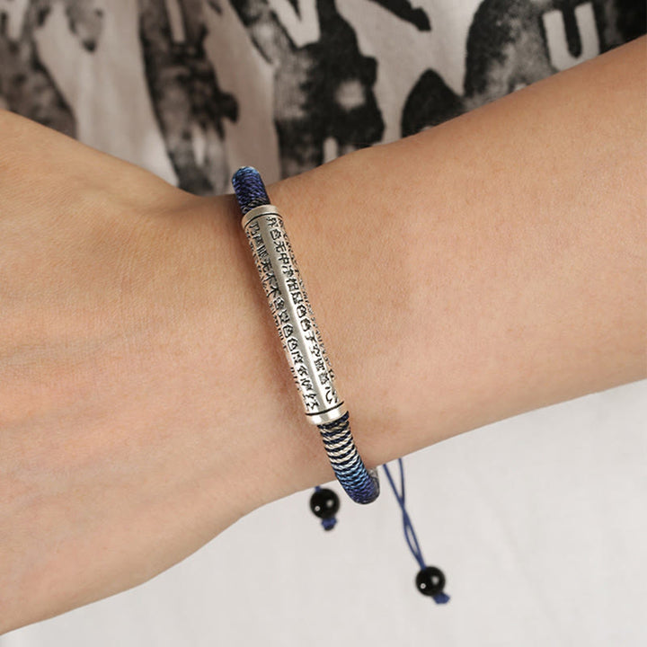 Buddha Stones 999 Sterling Silver Heart Sutra Calm Handmade Braided Bracelet - image 9