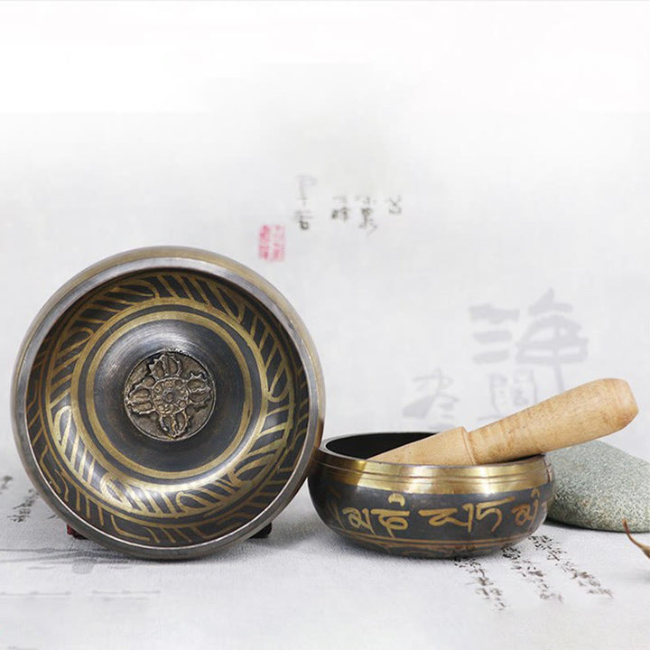 Buddha Stones Tibetan Meditation Bowl for Healing and Mindfulness Om Mani Padme Hum Singing Bowl - image 14