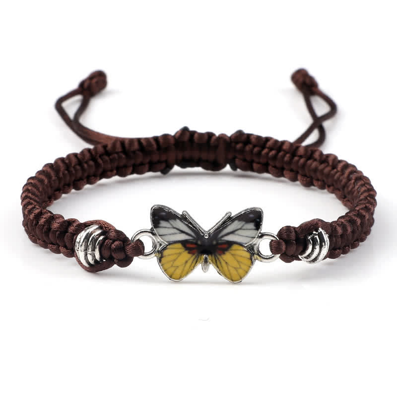 Buddha Stones Butterfly Freedom Love String Charm Bracelet - Brown-Yellow Butterfly - image 20