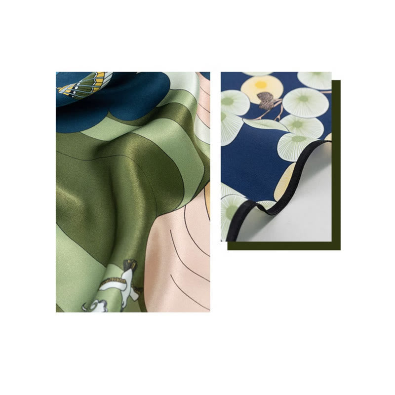 Buddha Stones Jungle Oil Painting Auspicious Clouds 100% Mulberry Silk Scarf Premium Grade 6A Double-sided Silk Neck Scarf - image 27