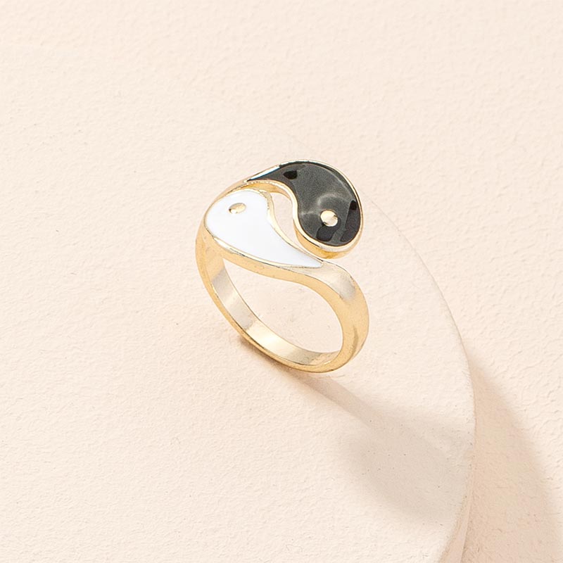 Yin Yang Symbol Adjustable Blessing Couple Ring - Yin Yang Ring - image 0