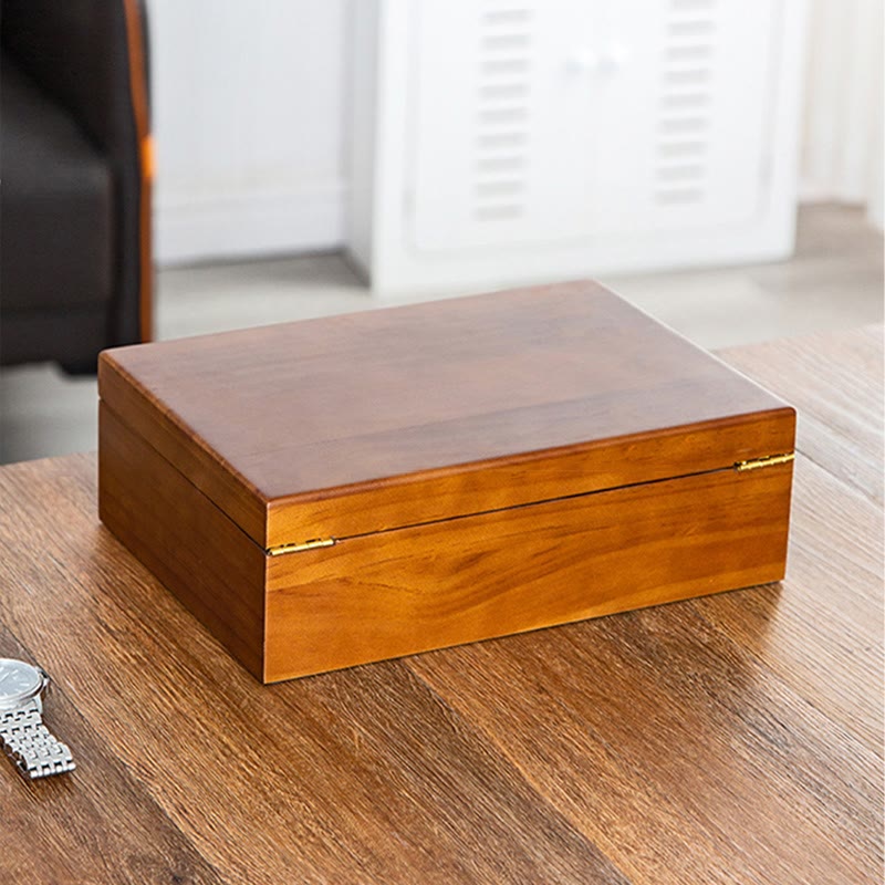 Buddha Stones Vintage Wooden Jewelry Box Two-Layer Solid Wood Jewelry Storage Box - image 15