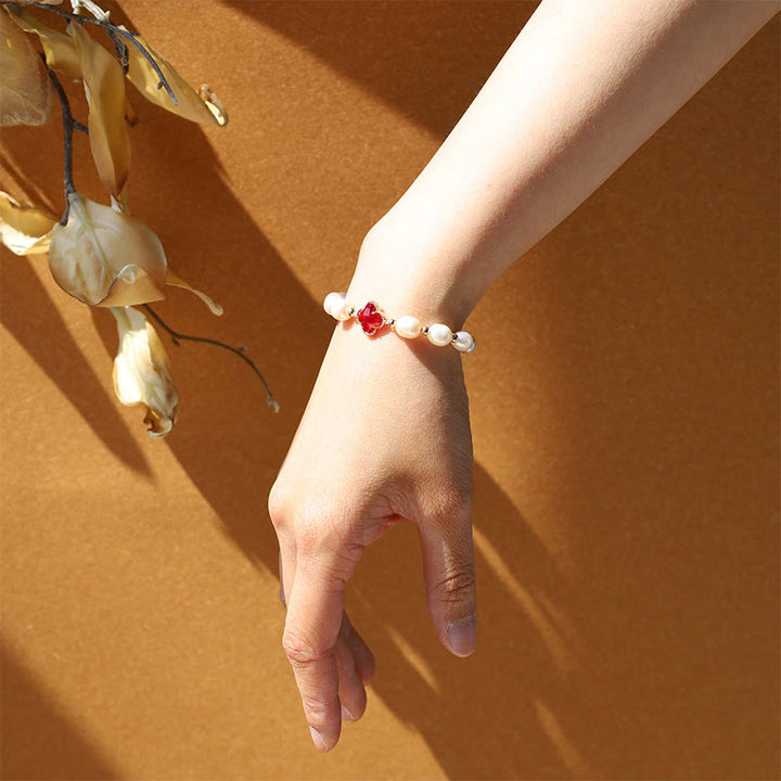 Buddha Stones Pearl Four Leaf Clover Wealth Chain Bracelet - image 3