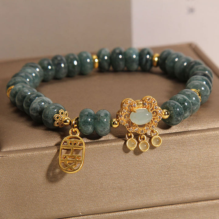 Buddha Stones Natural Jade Chinese Lock Charm Peace Luck Abundance Bracelet - image 5