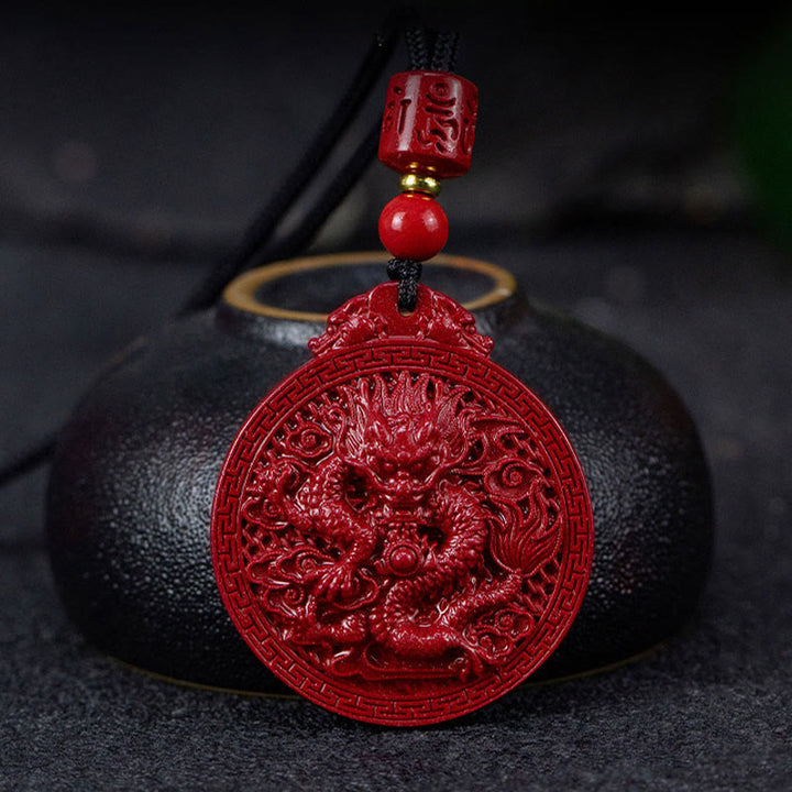 Buddha Stones Year of the Dragon Natural Cinnabar Dragon Protection Necklace Pendant - image 5