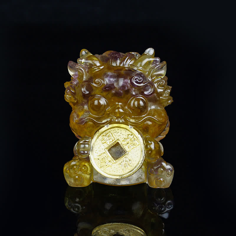 Buddha Stones Handmade Cute PiXiu Gold Coin Crystal Fengshui Energy Wealth Fortune Home Decoration - Citrine + Amethyst - image 14