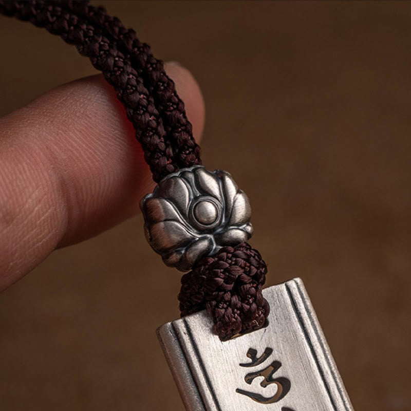 Buddha Stones 999 Sterling Silver Om Mani Padme Hum Engraved Lotus Wisdom Necklace Pendant - image 8