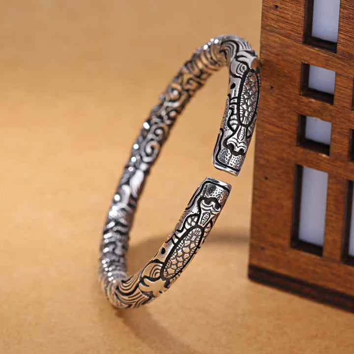 Buddha Stones Dragon Head Carved Luck Bracelet Bangle - image 3