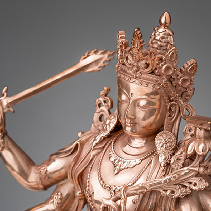 Four-armed Manjusri Bodhisattva Figurine Serenity Copper Statue Decoration - image 6