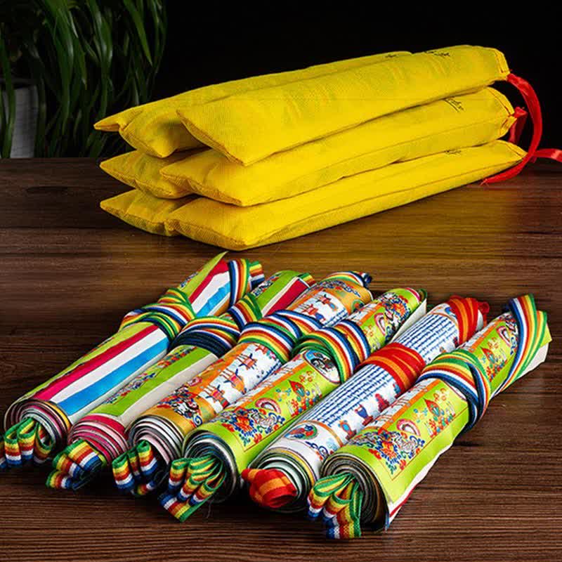 Buddha Stones Tibetan 10 Colors Windhorse Buddha Healing Auspicious Outdoor Prayer Flag - image 12