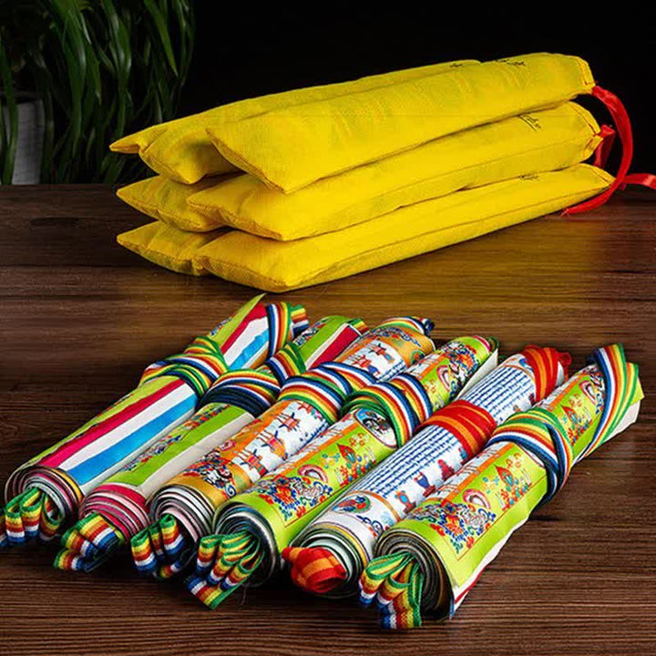 Buddha Stones Tibetan 10 Colors Windhorse Buddha Healing Auspicious Outdoor Prayer Flag - image 12