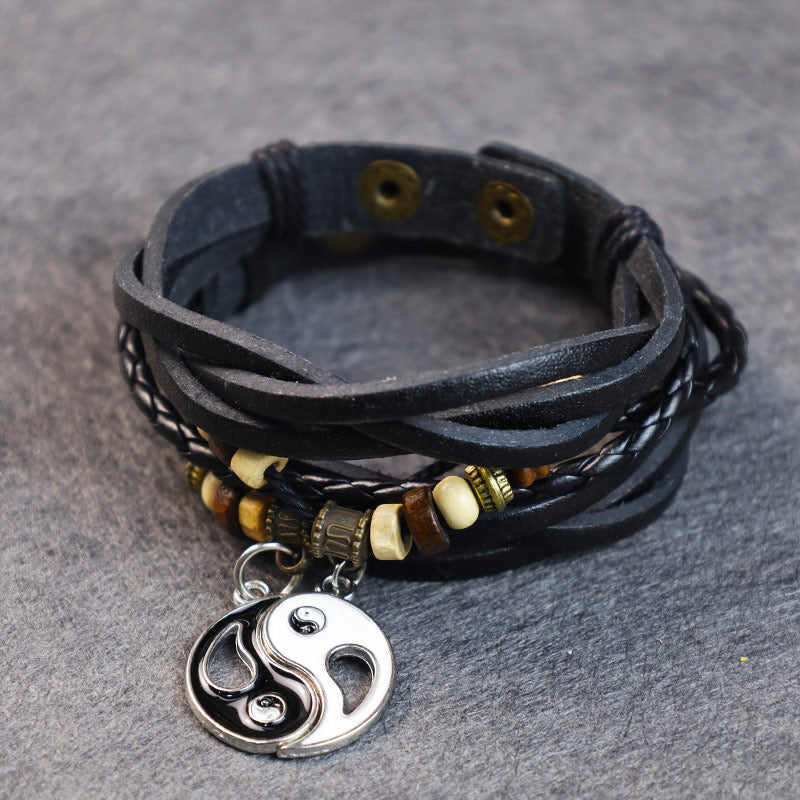Buddha Stones Yin Yang Pendant Couple Balance Bracelet - image 2
