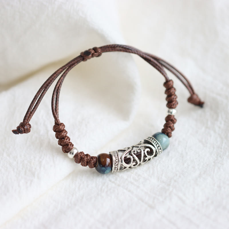 Buddha Stones Tibet Ceramic Bead Wealth String Bracelet - Brown - image 0