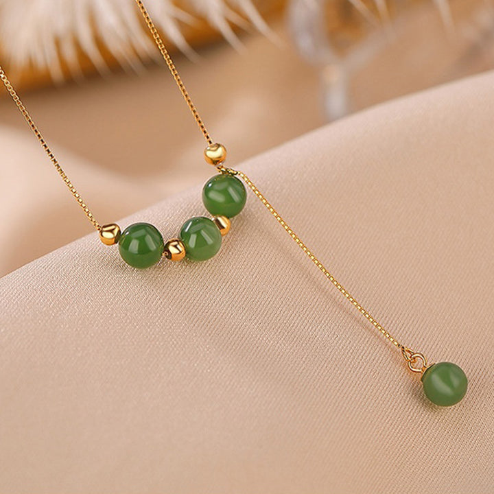 Buddha Stones 925 Sterling Silver Cyan Jade Beads Healing Necklace Pendant - image 3