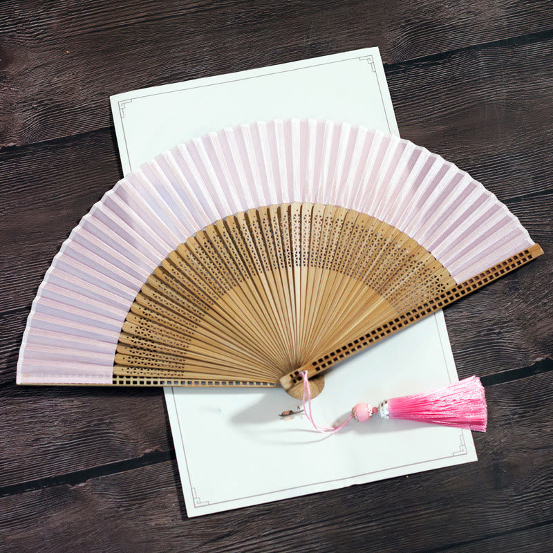 Buddha Stones Vintage Handheld Folding Fan With Bamboo Frames - image 11