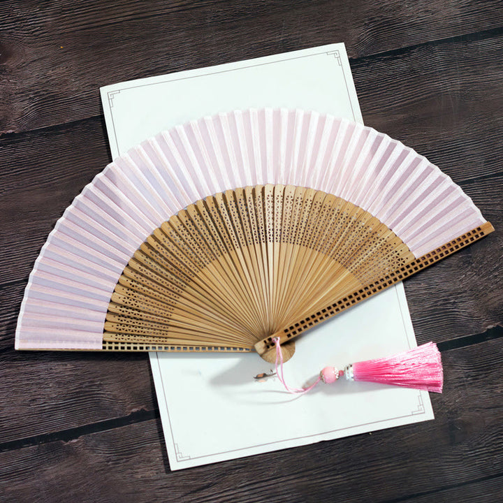 Buddha Stones Vintage Handheld Folding Fan With Bamboo Frames - image 11