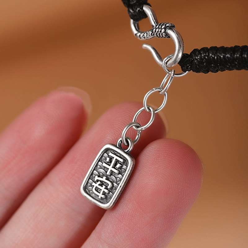 Buddha Stones 999 Sterling Silver Fu Character Peace Buckle Copper Coin Auspicious Clouds Fortune Bracelet - image 5