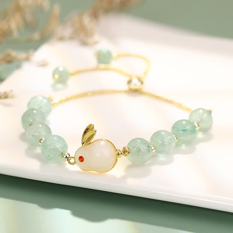 Buddha Stones Year of the Rabbit Natural Green Aventurine Luck Bead Bracelet - Rabbit Chain Bracelet - image 6