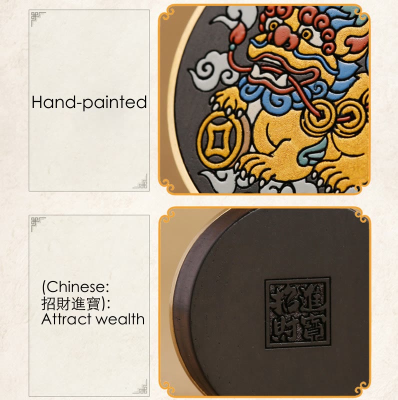 Buddha Stones PiXiu Copper Coin Ebony Wood Luck Attract Wealth Key Chain Decoration - image 11