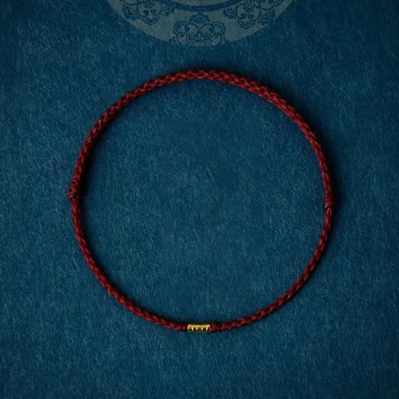 Buddha Stones 925 Sterling Silver Lucky Golden Bead Braided String Bracelet Anklet - image 4