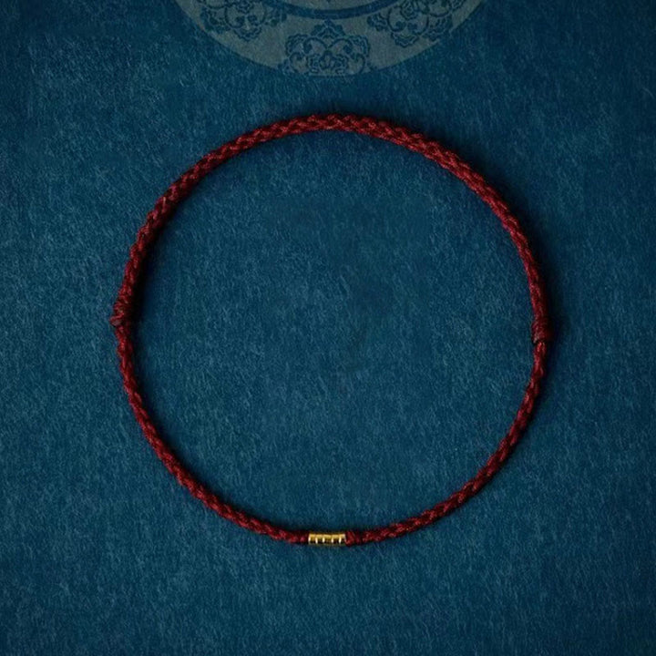 Buddha Stones 925 Sterling Silver Lucky Golden Bead Braided String Bracelet Anklet - image 4
