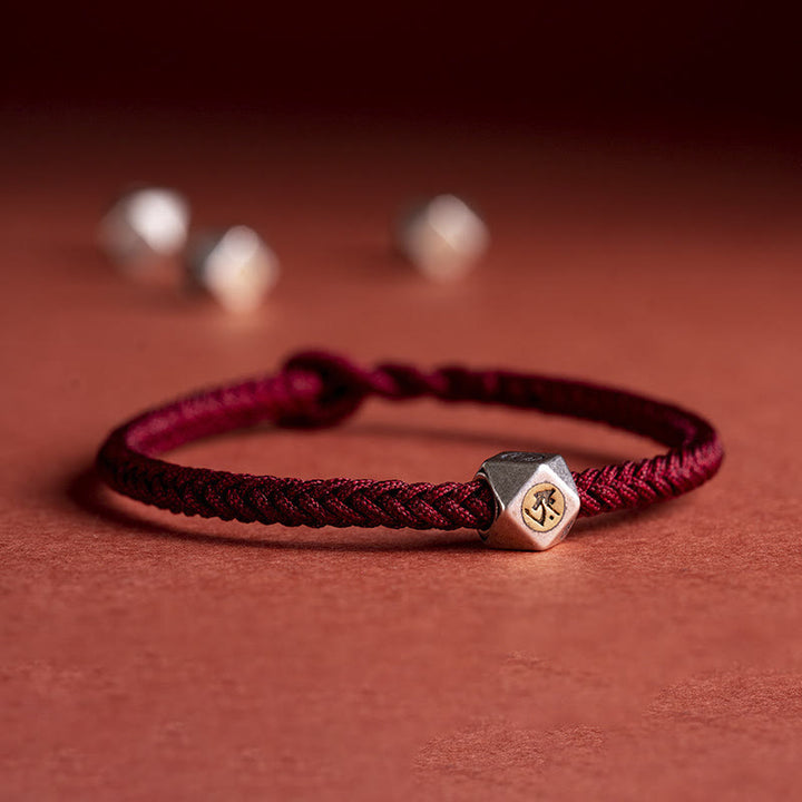 Buddha Stones 925 Sterling Silver Handmade Chinese Zodiac Natal Buddha Luck Protection Braided String Bracelet - Dark Red(Wrist Circumference 14-17cm) - Dog/Pig-Amitabha Buddha - image 5
