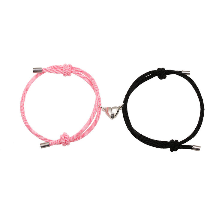 2Pcs Love Magnetic Couple String Strength Bracelet - Pink&Black - image 11