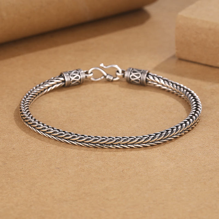 Buddha Stones Vintage Dragon Keel Braided Twisted Design Wealth Buckle Bracelet - 22cm - image 0