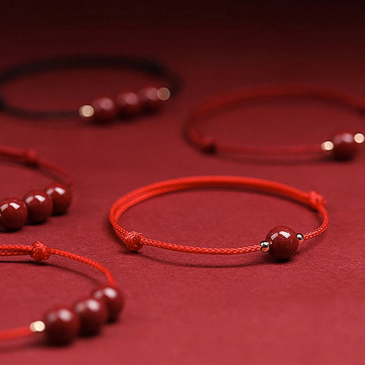 Buddha Stones Natural Lucky Cinnabar Bead Blessing String Bracelet Anklet - image 23