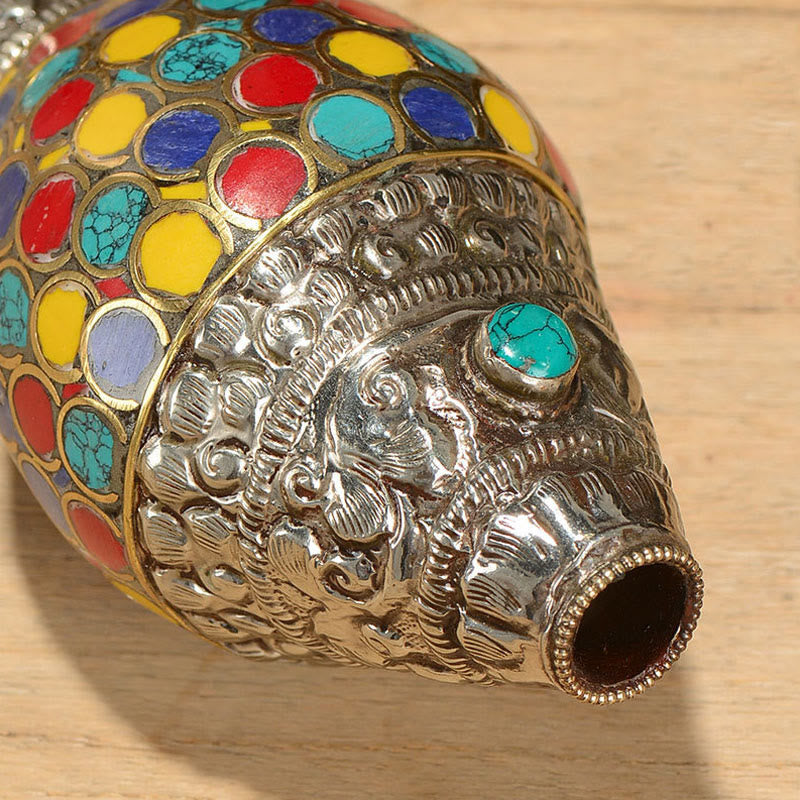 Tibetan Handmade Natural Shankha Colorful Conch Shell Seashell Wealth Home Decoration - image 10