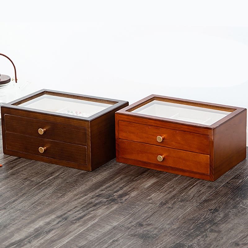 Buddha Stones Retro Solid Wood Jewelry Box Jewelry Storage Box With Drawer - image 14