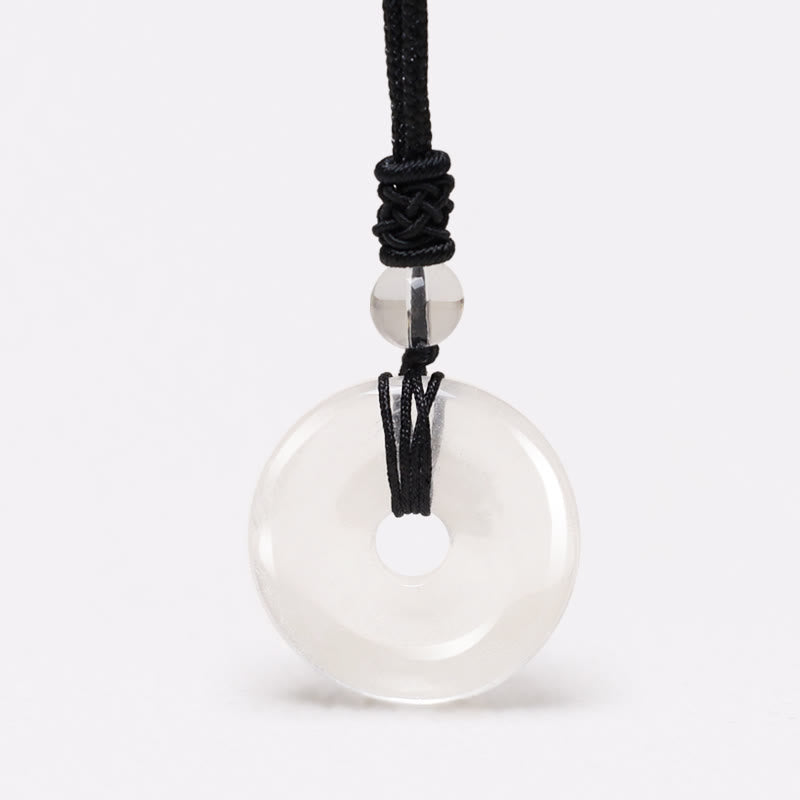 Buddha Stones Lucky Coin Pendant Healing Crystal Gemstone Necklace - White Crystal - image 31