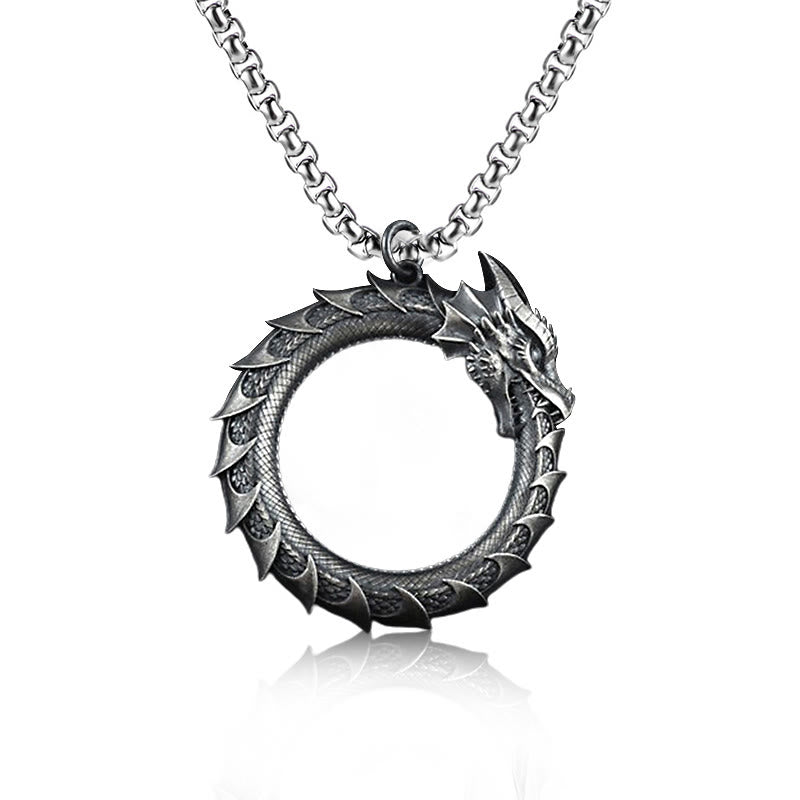 Buddha Stones Pure Tin Dragon Snake Protection Necklace Pendant - Dragon Pendant&Common Chain - image 5