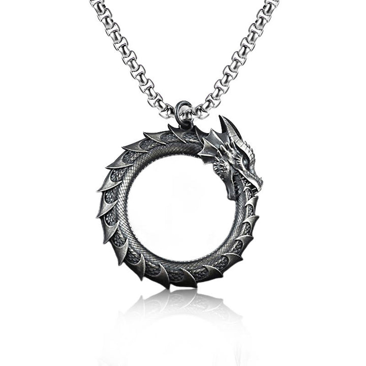 Buddha Stones Pure Tin Dragon Snake Protection Necklace Pendant - Dragon Pendant&Common Chain - image 5