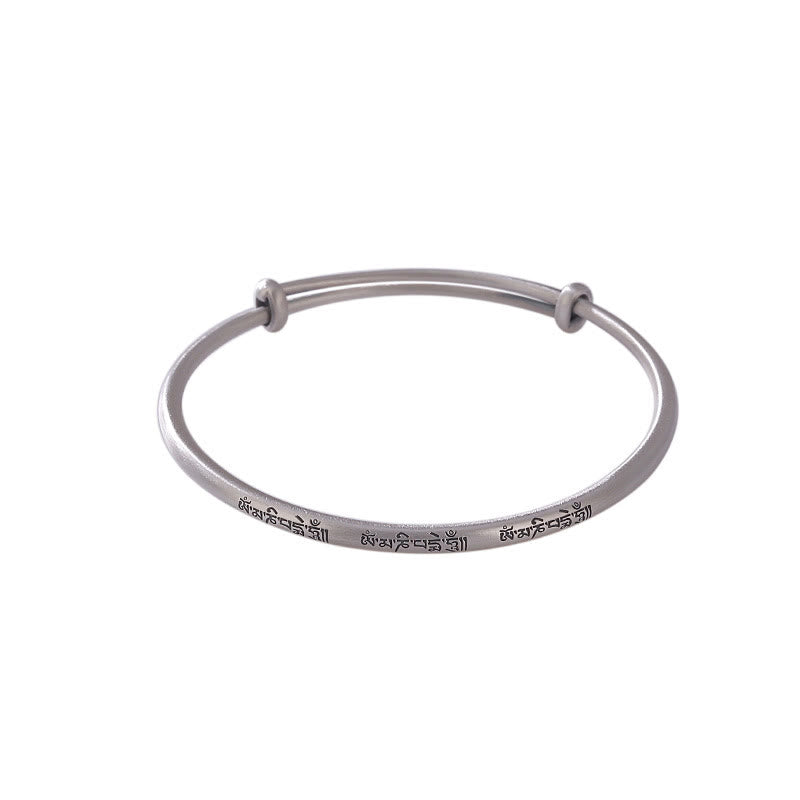 Buddha Stones Tibetan 999 Sterling Silver Om Mani Padme Hum Love Bracelet Bangle - image 6