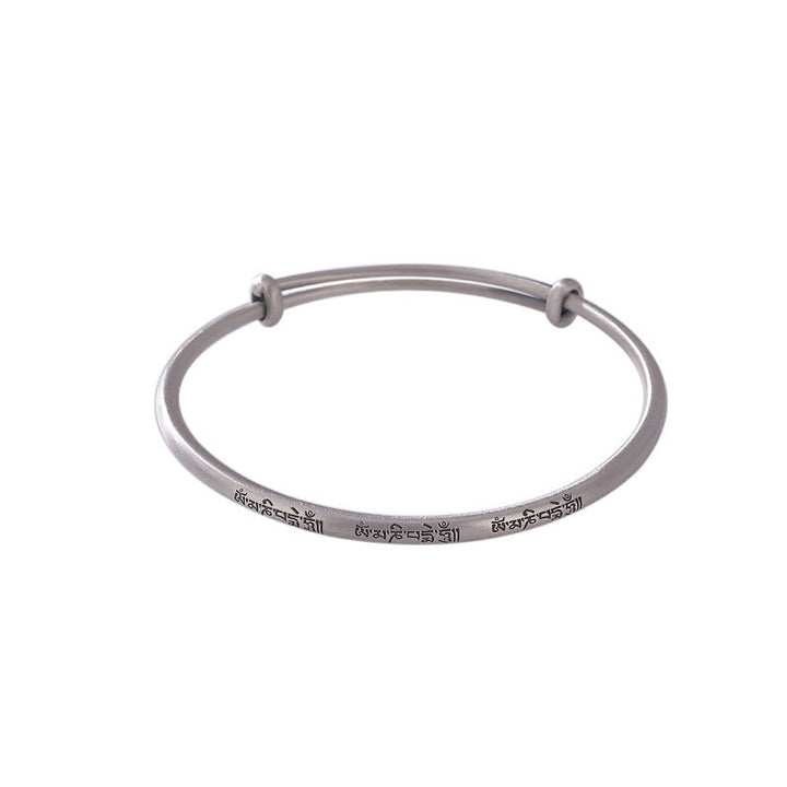 Buddha Stones Tibetan 999 Sterling Silver Om Mani Padme Hum Love Bracelet Bangle - image 6